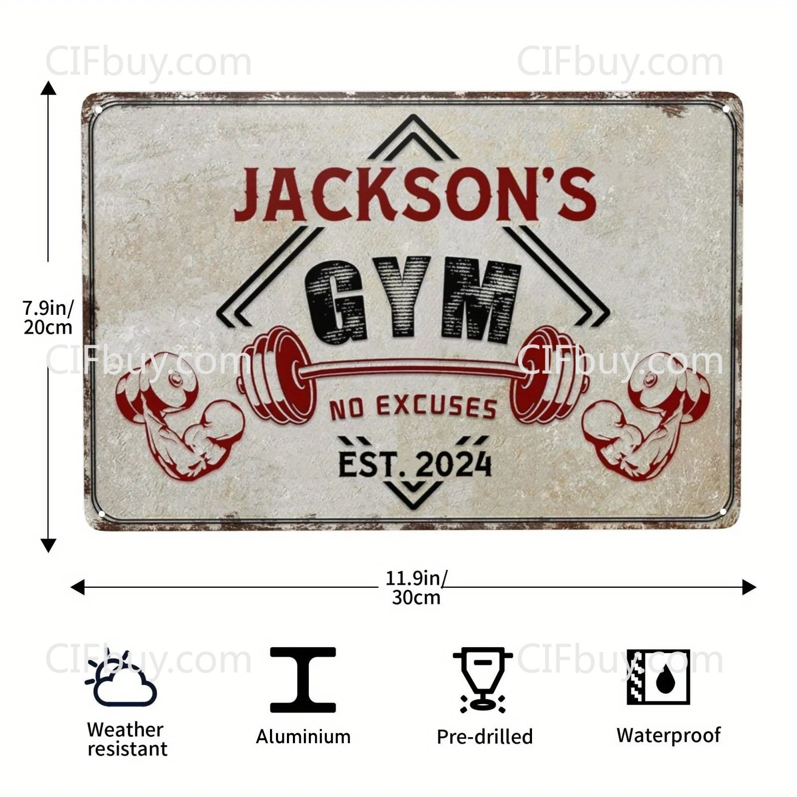 Home Gym Wall - Placa Metálica Vintage Personalizada para Gimnasio