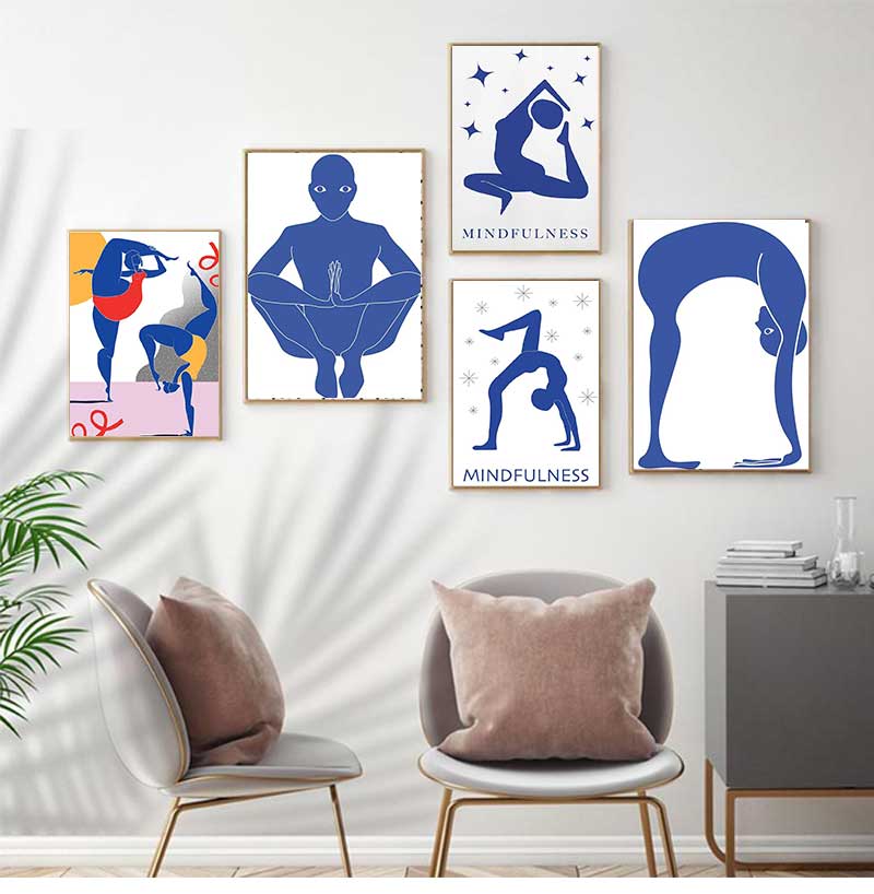 Home Gym Minimalist - Póster abstracto de postura de Yoga